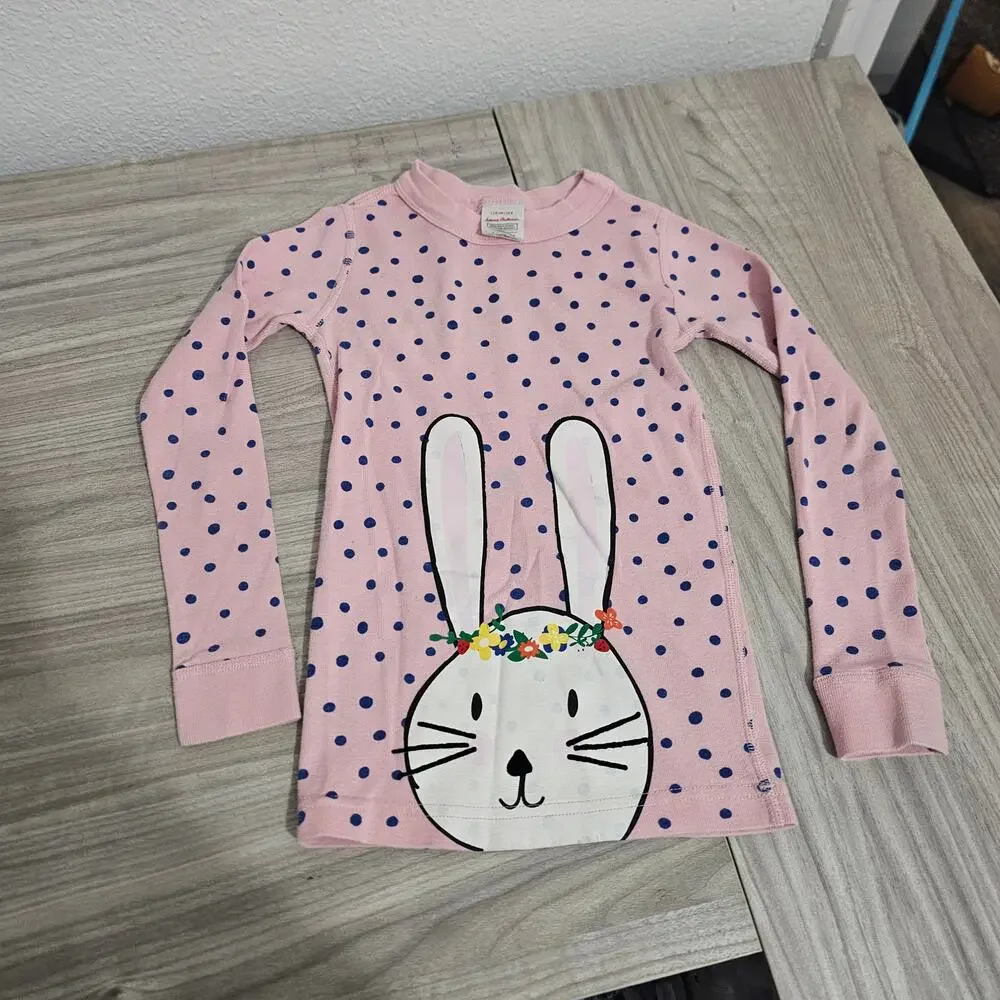 Hanna Andersson Pajama Set Pink Blue Dotted White Bunny Rabbit Easter Spring